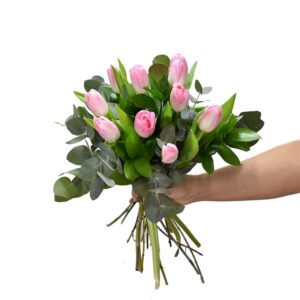 Bouquet with pink tulips